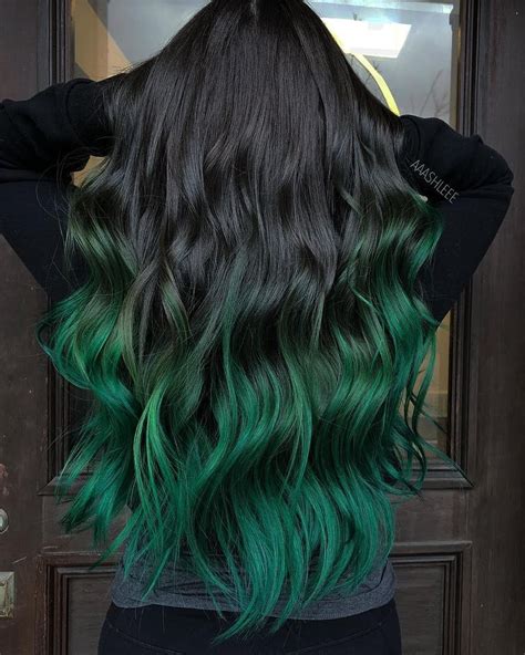 Black And Dark Green Hair