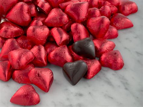 Dark Chocolate Hearts: Bulk Foil-Wrapped Red Chocolate Hearts & Favors