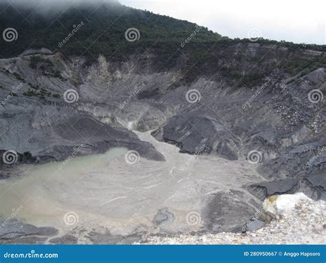 Crater of Tangkuban Perahu Volcano Stock Image - Image of spring, river ...