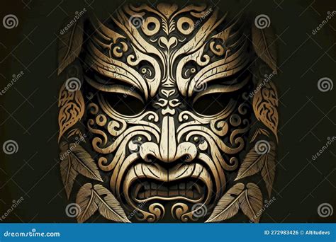 Travel Worldwide Tiki Mask Made of Wood with Patterns Stock ...