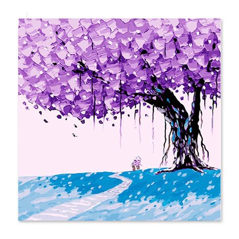 Purple tree A path through the career romantic Draw on canvas Digital ...