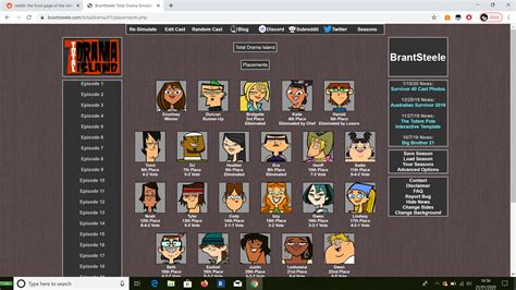 TD Simulator results (ignore the top and bottom parts). Very good finale. : r/Totaldrama