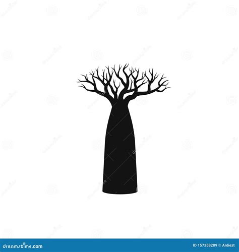 Baobab Tree Silhouette. Simple Flat Vector Illustration | CartoonDealer.com #157358209