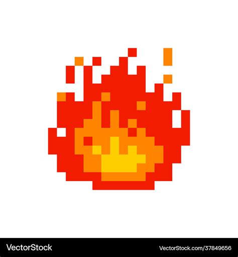 8 bit pixel fire flame Royalty Free Vector Image