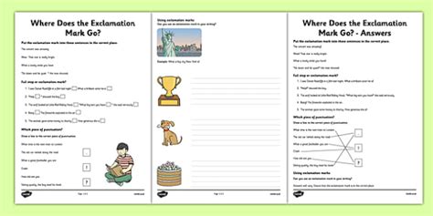 Exclamation Mark Worksheets (Teacher-Made)