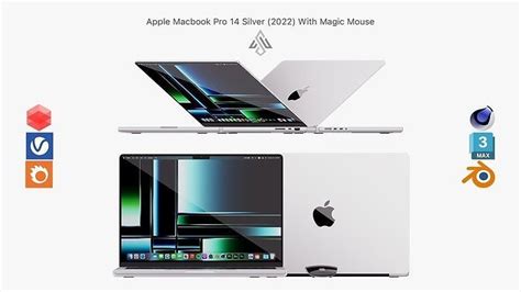 Apple MacBook Pro 14 Silver 2022 With Magic Mouse 3D model | CGTrader