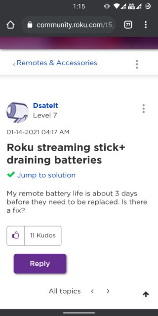 Roku users experiencing excessive remote battery drain issue