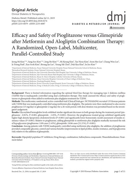 (PDF) Efficacy and Safety of Pioglitazone versus Glimepiride after Metformin and Alogliptin ...