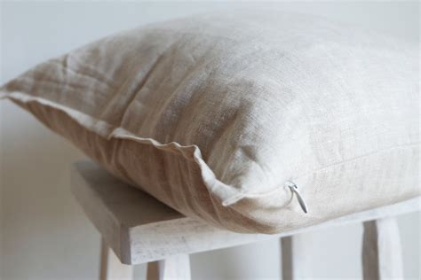 Linen Throw Pillow Cover With Flanges Natural Color Linen - Etsy