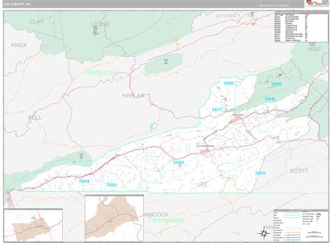 Lee County, VA Wall Map Premium Style by MarketMAPS - MapSales