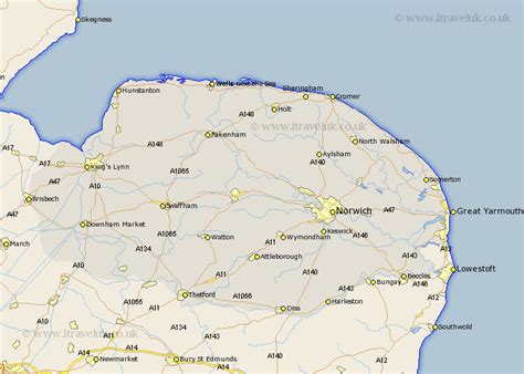 Norfolk Map - England County Maps: UK