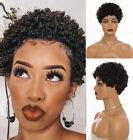 Short Curly Pixie Cut Human Hair Wigs For Women Natural Black Wave No Lace Wigs | eBay