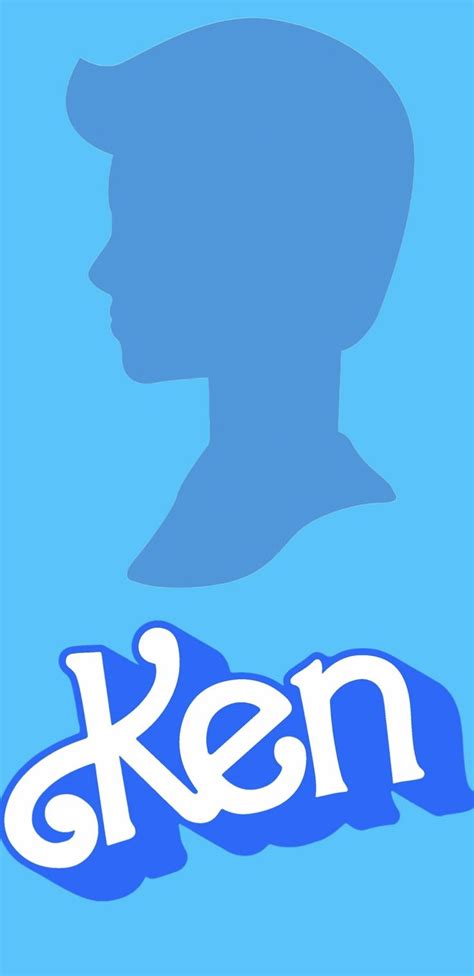 the silhouette of a man's head with the word ken in blue and white