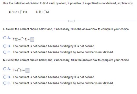 Solved Use the definition of division to find each quotient, | Chegg.com