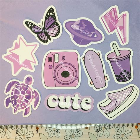 Purple Stickers Aesthetic Stickers Cute Hydro Stickers | Etsy