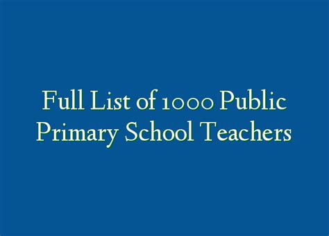 Full List of 1000 Public Primary School Teachers » Recruitmentfile.com.ng