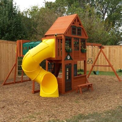 KidKraft Cedar Grove Manor Wooden Swing Set/Playhouse at Lowes.com