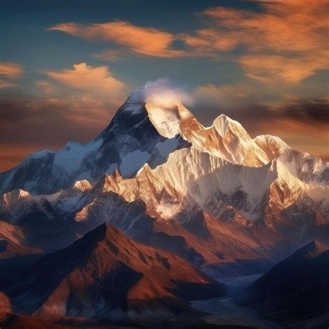 Premium Photo | At sunset admire the beautiful Tibetan mountain panorama Generative AI