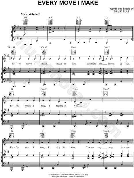 David Ruis "Every Move I Make" Sheet Music in G Major (transposable) - Download & Print - SKU ...