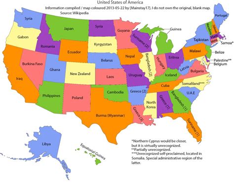 50 States Of America Map