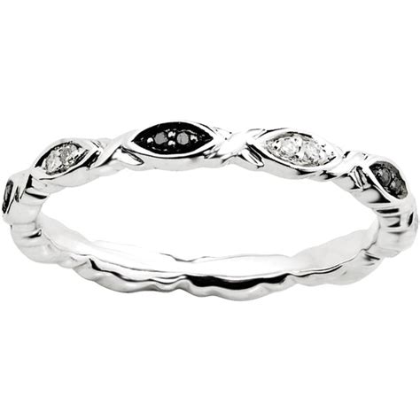 ONLINE - Black and White Diamond Sterling Silver Ring - Walmart.com ...