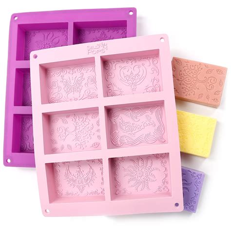 Rectangle Silicone Soap Molds - Set of 2 for 12 Cavities - Mixed ...