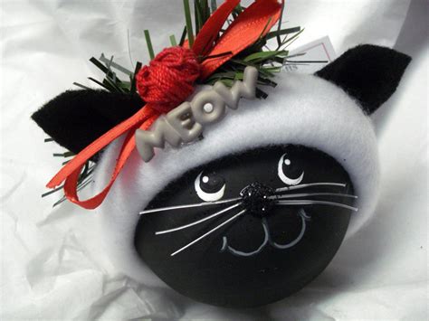 BLACK CAT Christmas Ornament Handmade Hand by TownsendCustomGifts, $19.95 | Cat christmas ...