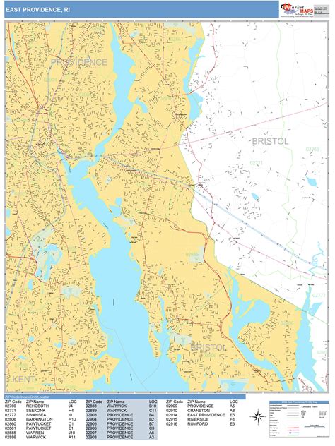 East Providence Rhode Island Wall Map (Basic Style) by MarketMAPS