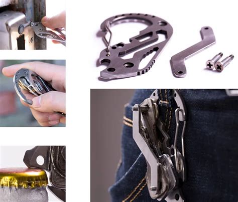 EDC Multifunctional carabiner Key organizer stainless steel multi tool ...