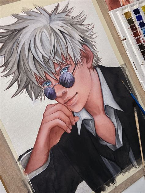 Silver Haired Anime Boy Fanart- Watercolor Painting | lupon.gov.ph