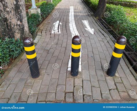 Barrier Poles To Prevent Motorcyclists Entering the Pedestrian Area Stock Photo - Image of mark ...