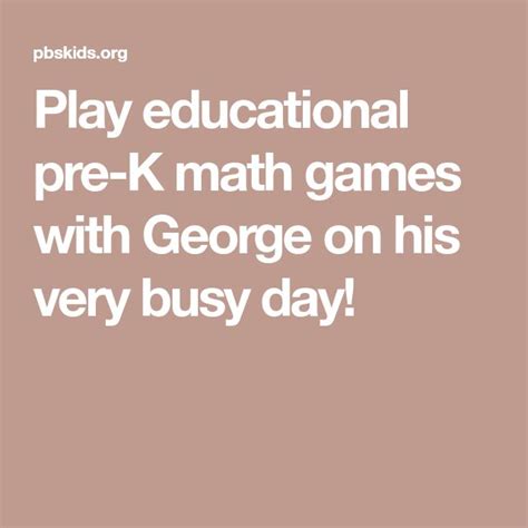 Curious George . Busy Day | Pre k games, Math games, George