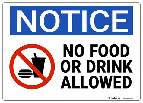 No Food Or Drink Sign Printable