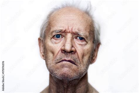 the sad old man with blue eyes Stock Photo | Adobe Stock