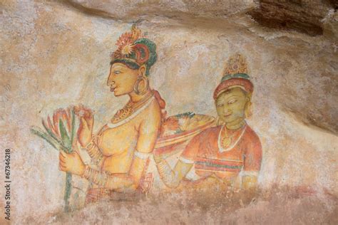 Ancient cave paintings in Sigiriya, Sri Lanka Stock Photo | Adobe Stock