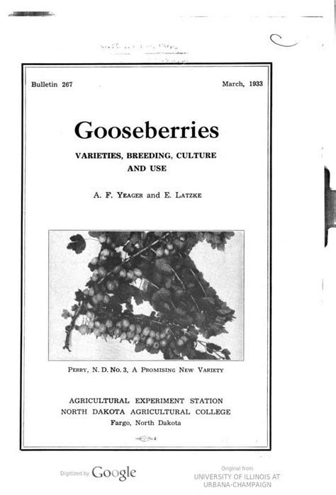 Gooseberries : varieties, breeding, culture and use / A.F. Yeager and E ...