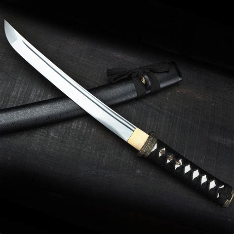 Espadas Samuráis Japonesas Tanto Wakizashi De Acero Al Carbono Negro Hechas A Mano - TrueKatana