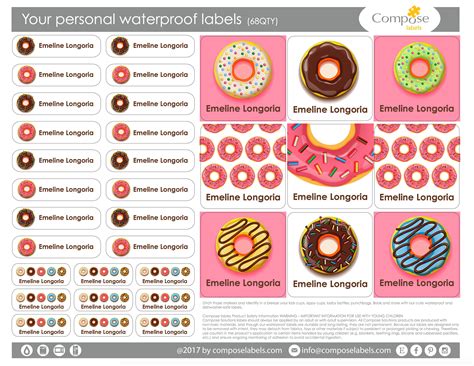 Donuts Your personal waterproof labels 68 Qty Free | Etsy