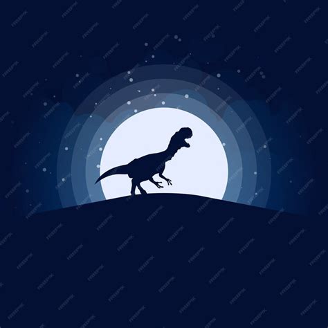 Premium Vector | T-rex night scene