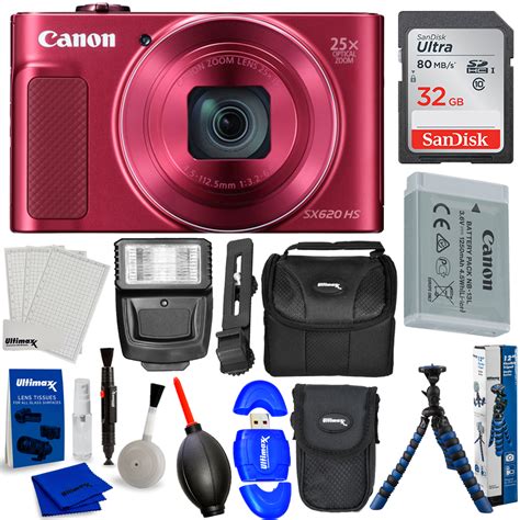 Canon PowerShot SX620 HS Digital Camera (Red) 1073C001 - 32GB Accessory Bundle | eBay