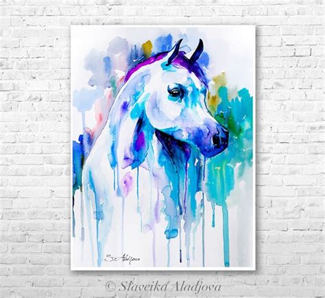 Arabian horse watercolor painting print by Slaveika Aladjova | Etsy