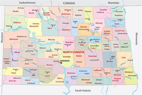 North Dakota Counties Map | Mappr