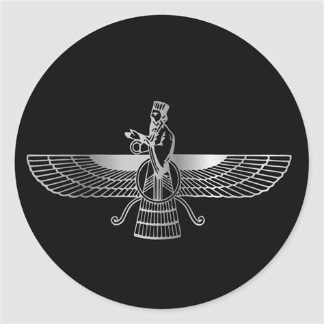 Zoroastrianism Faravahar Classic Round Sticker | Round stickers, Iran culture, Astrology art