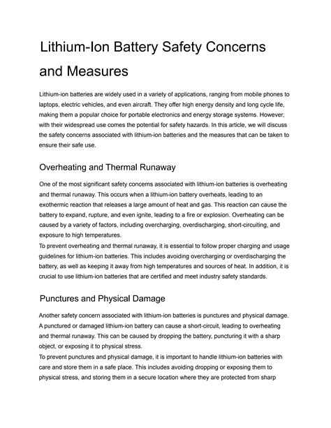 Lithium-Ion Battery Safety Concerns and Measures by FutureHiTech - Issuu