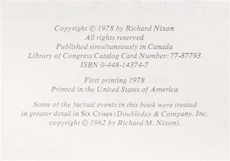 Richard Nixon Memoirs First Edition Signed Rare Presidential