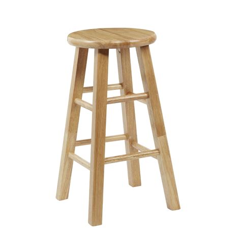 Mainstays Fully Assembled 24" Natural Wood Backless Bar Stool - Walmart.com