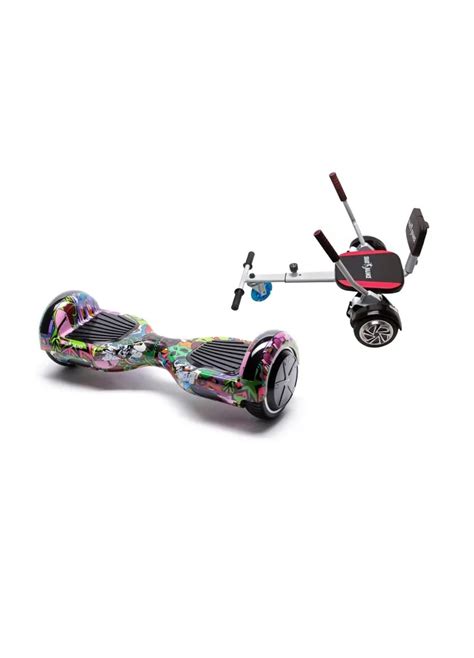 6.5 inch Hoverboard with Hoverkart, Premium Soft Seat, 15 km/h, UL2272 ...