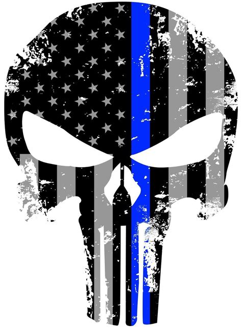 Punisher Tattered 3M Reflective Police Officer Thin Blue Line - Etsy | Skull decal, Punisher ...