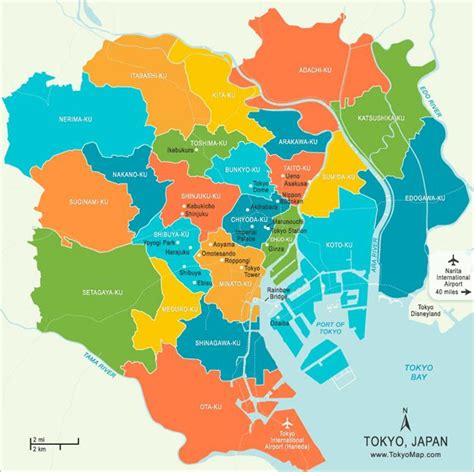 Tokyo neighborhood map - Map of Tokyo neighborhoods (Kantō - Japan)