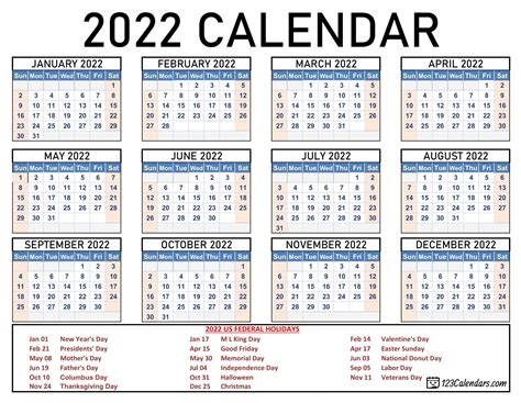 2022 calendar with federal holidays - summafinance.com